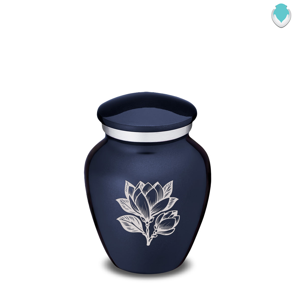 Keepsake Embrace Cobalt Blue Magnolia Flower Cremation Urn