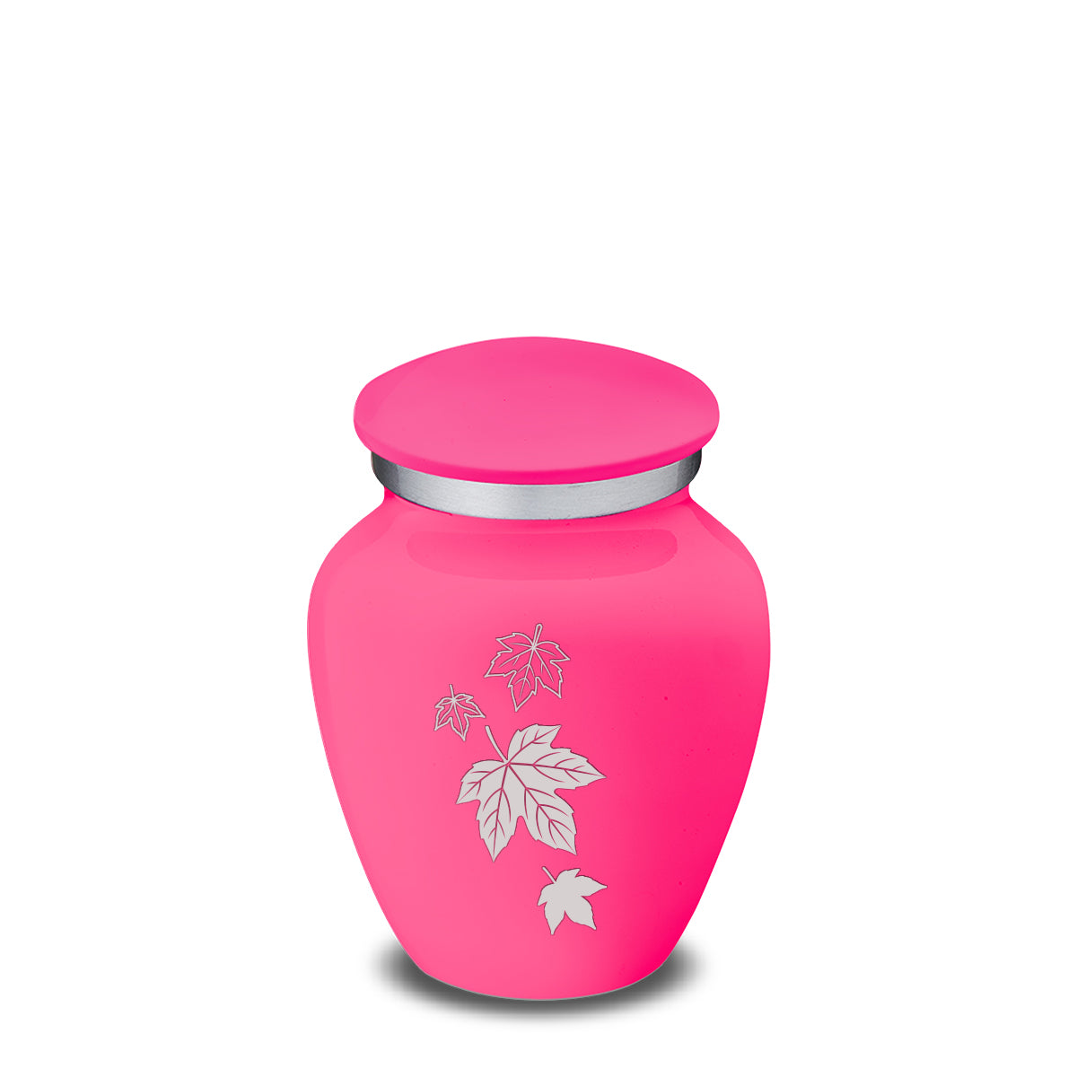 Keepsake Embrace Bright Pink Falling Leaves Cremation Urn