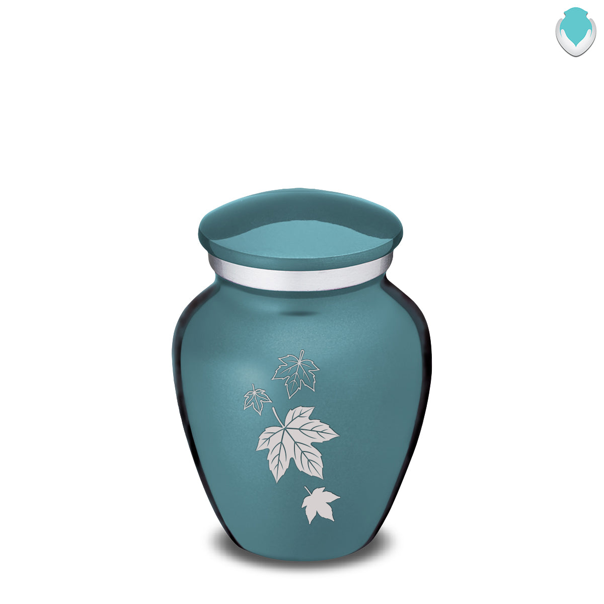 Keepsake Embrace Teal Falling Leaves Cremation Urn