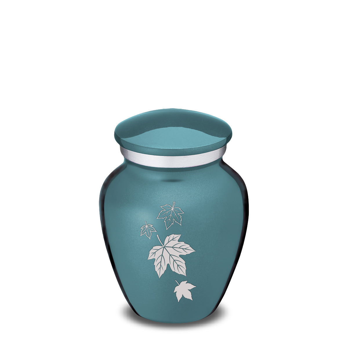 Keepsake Embrace Teal Falling Leaves Cremation Urn