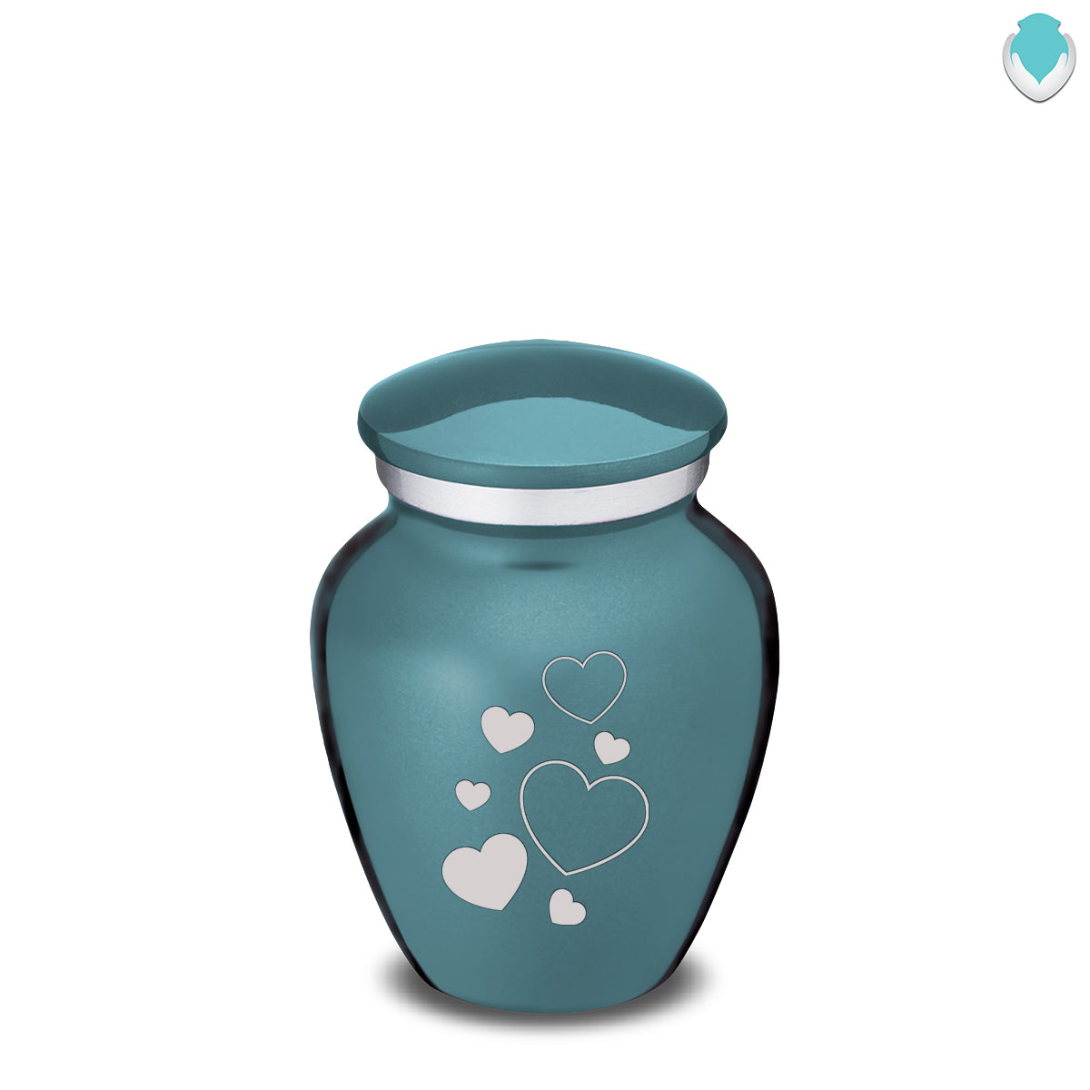Keepsake Embrace Teal Floating Heart Cremation Urn