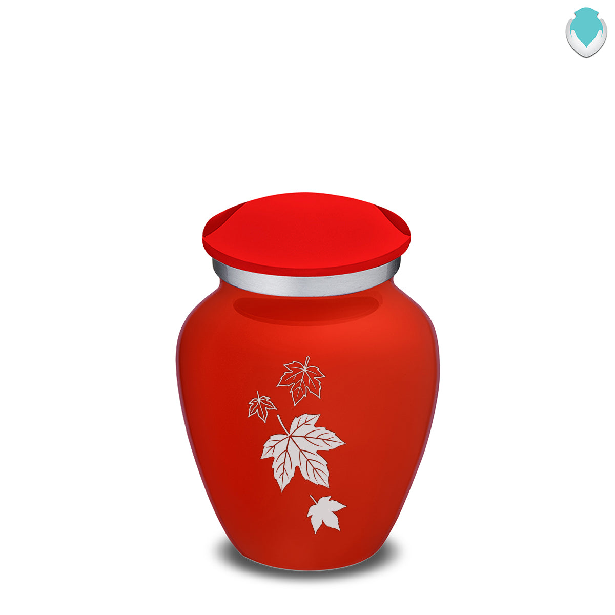Keepsake Embrace Bright Red Falling Leaves Cremation Urn