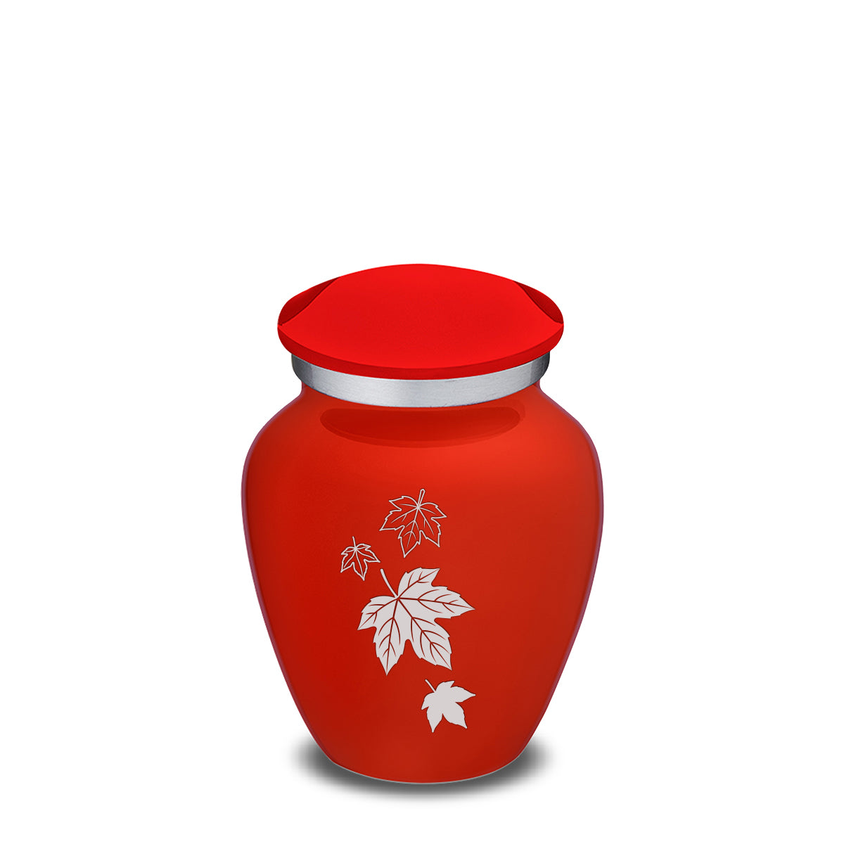Keepsake Embrace Bright Red Falling Leaves Cremation Urn