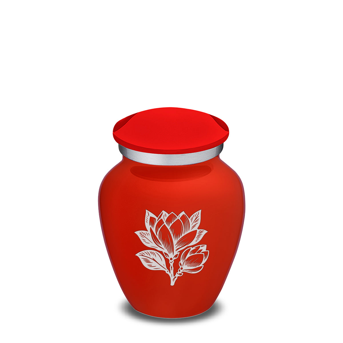 Keepsake Embrace Bright Red Magnolia Flower Cremation Urn