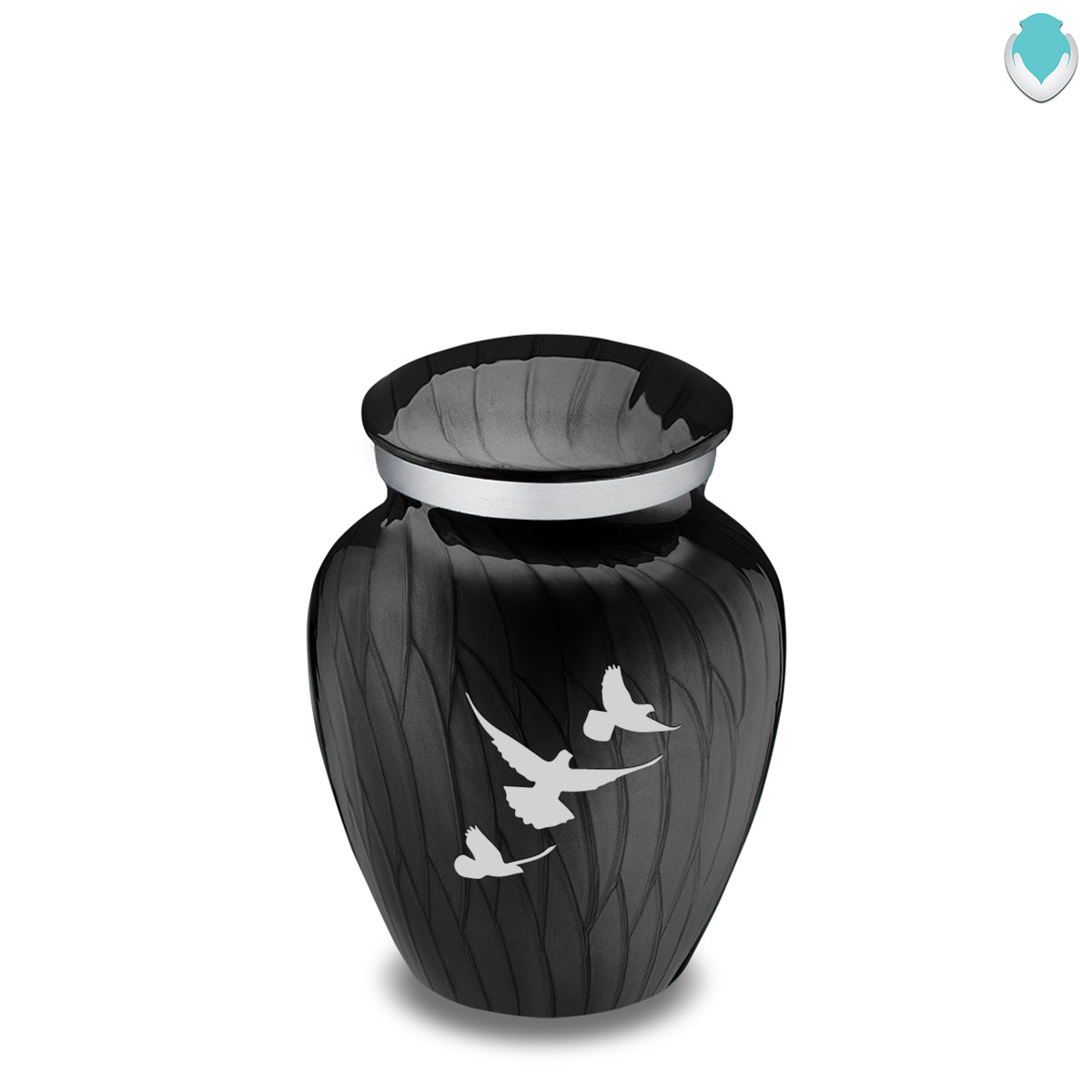 Keepsake Embrace Pearl Black Doves Cremation Urn