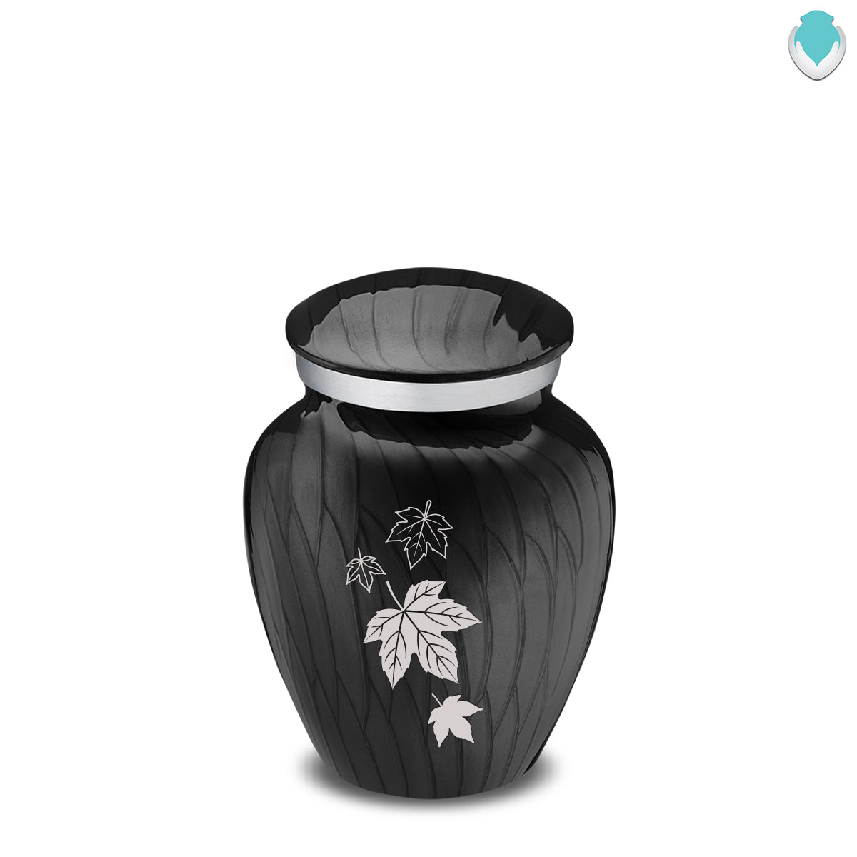 Keepsake Embrace Pearl Black Falling Leaves Cremation Urn