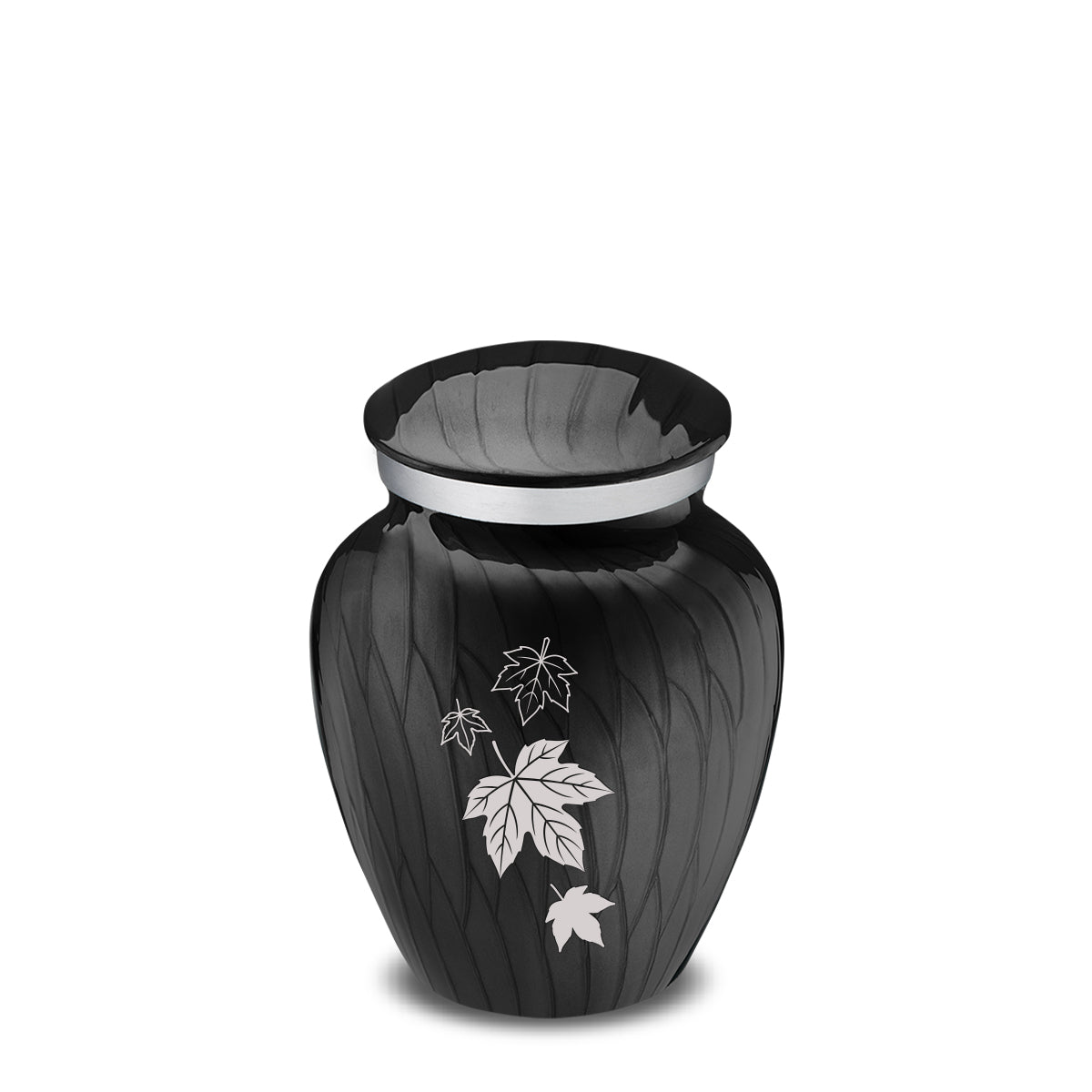 Keepsake Embrace Pearl Black Falling Leaves Cremation Urn