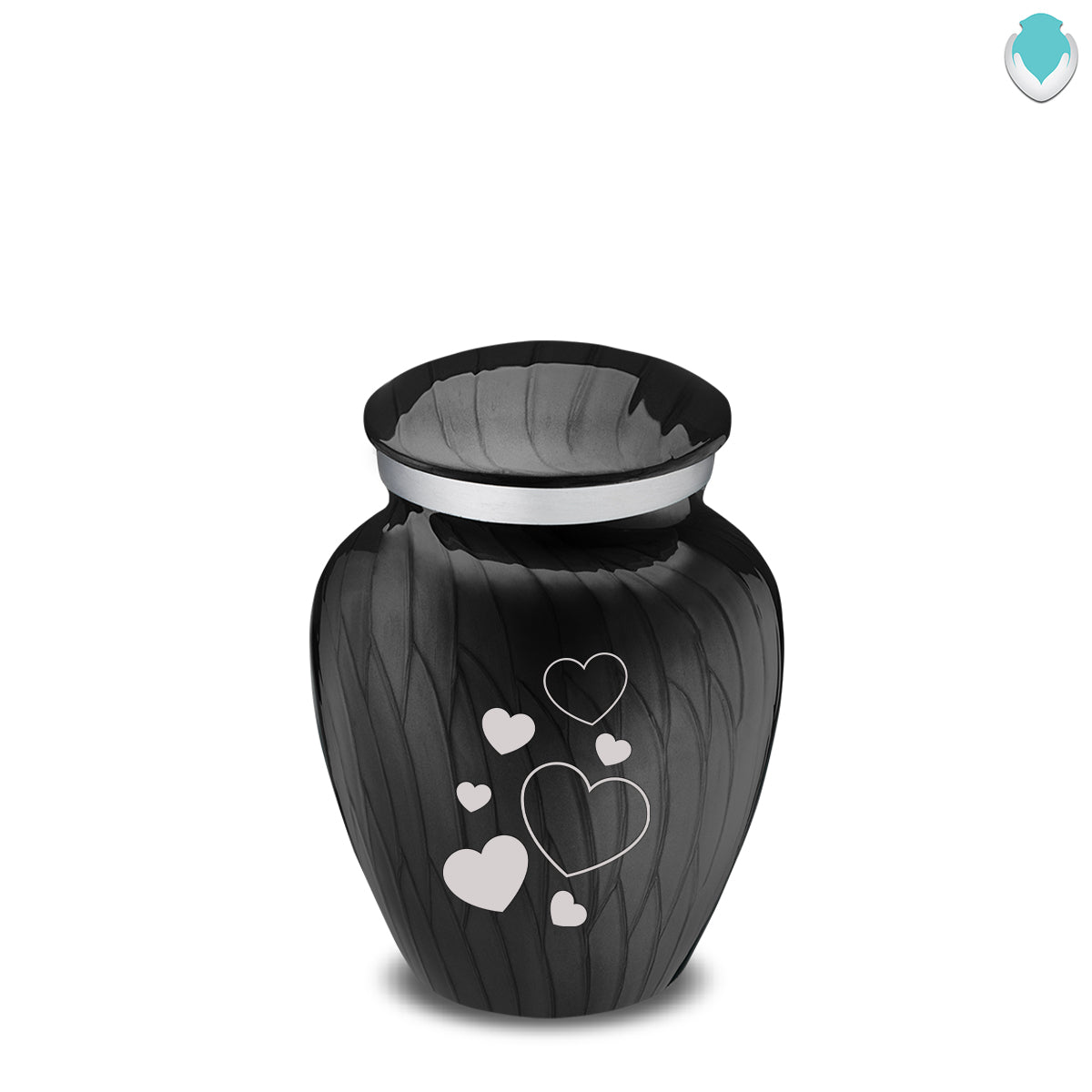 Keepsake Embrace Pearl Black Floating Heart Cremation Urn
