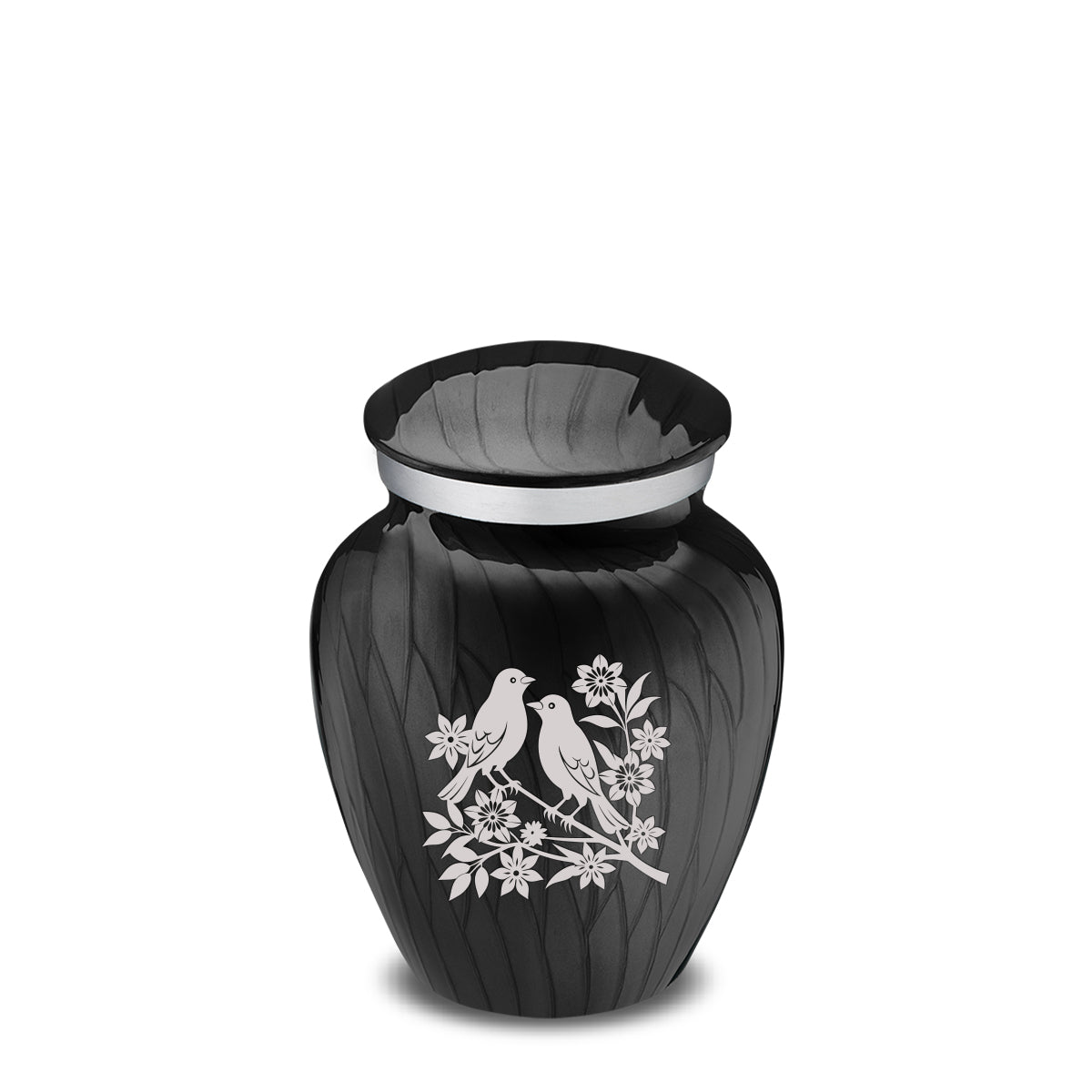 Keepsake Embrace Pearl Black Songbirds Cremation Urn