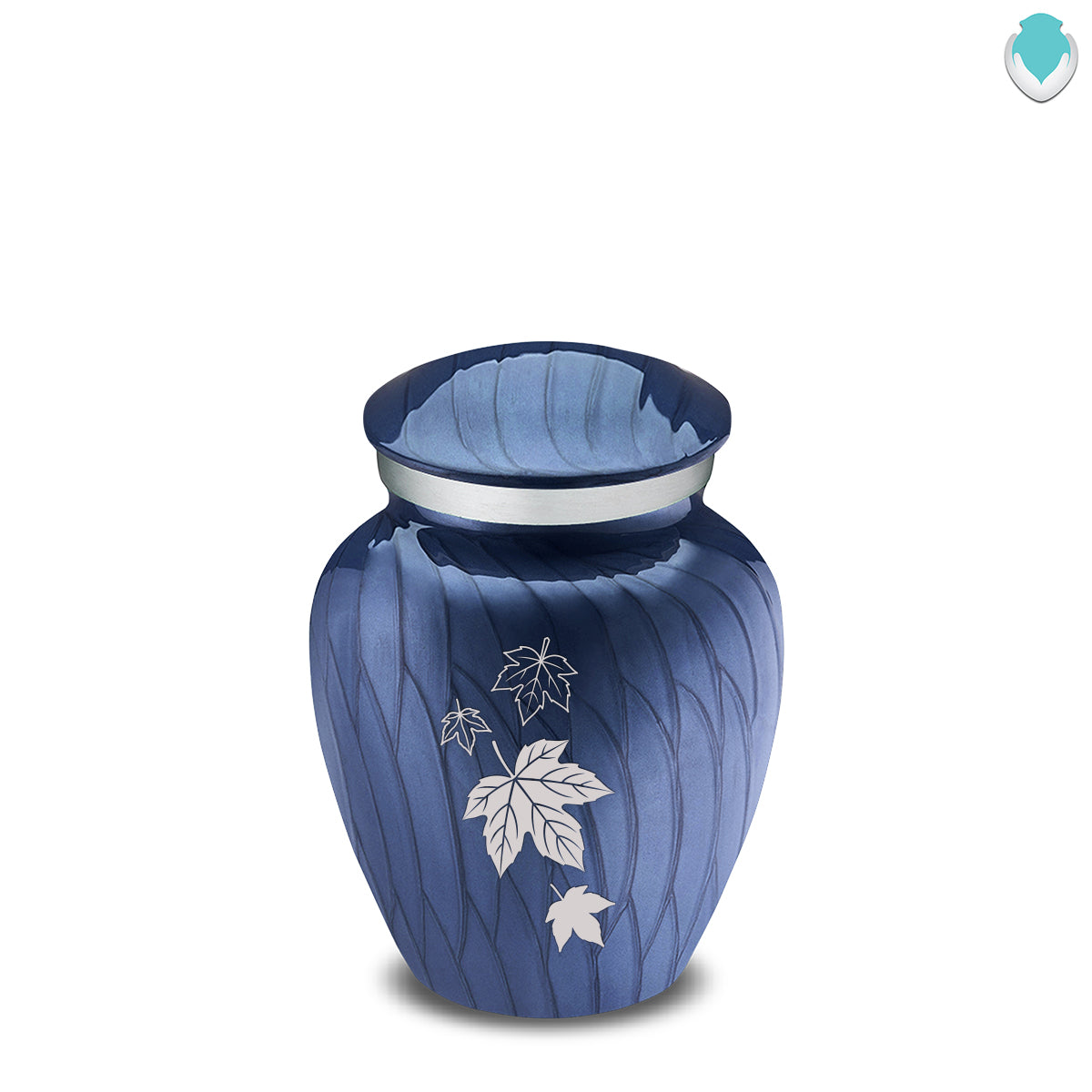 Keepsake Embrace Pearl Cobalt Blue Falling Leaves Cremation Urn