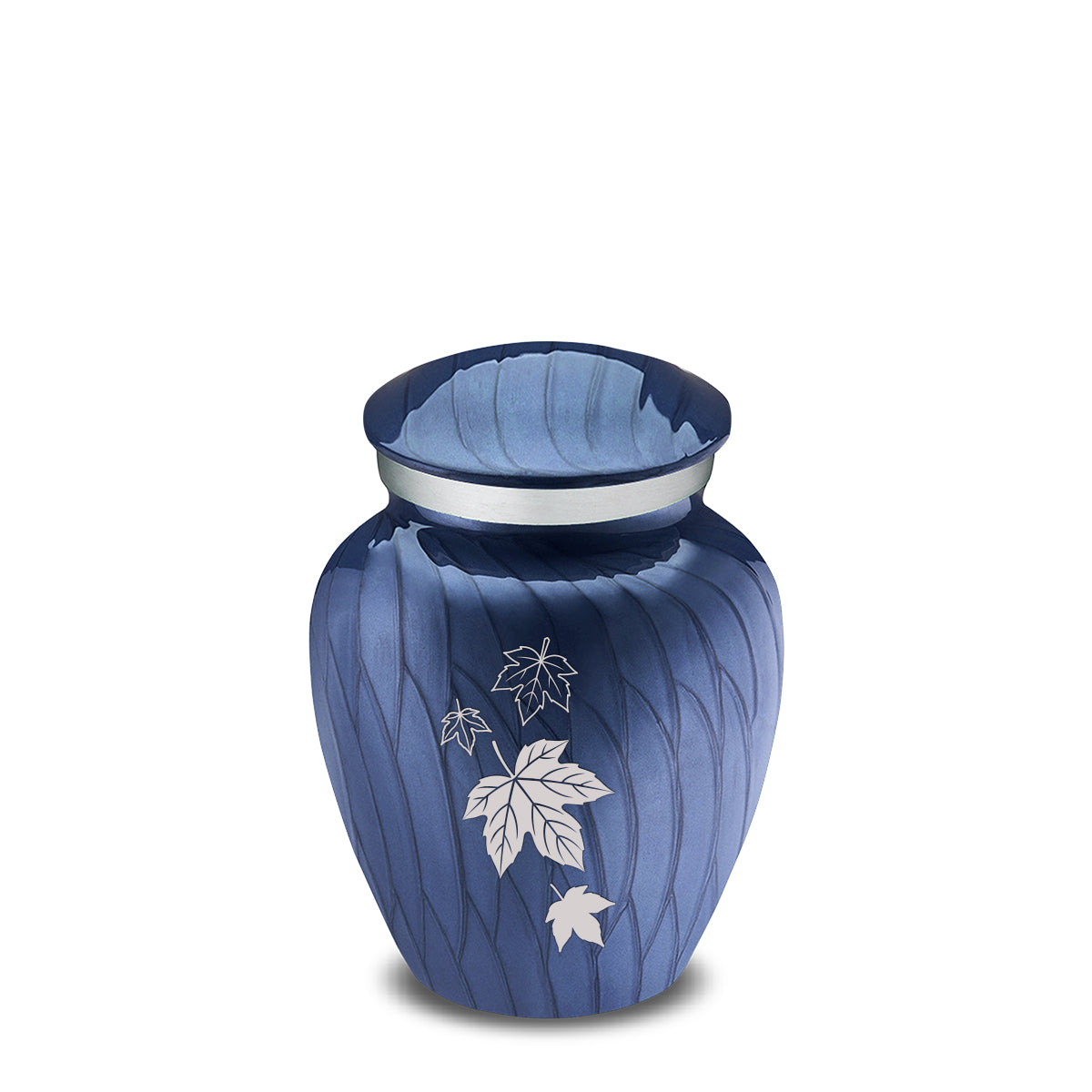 Keepsake Embrace Pearl Cobalt Blue Falling Leaves Cremation Urn