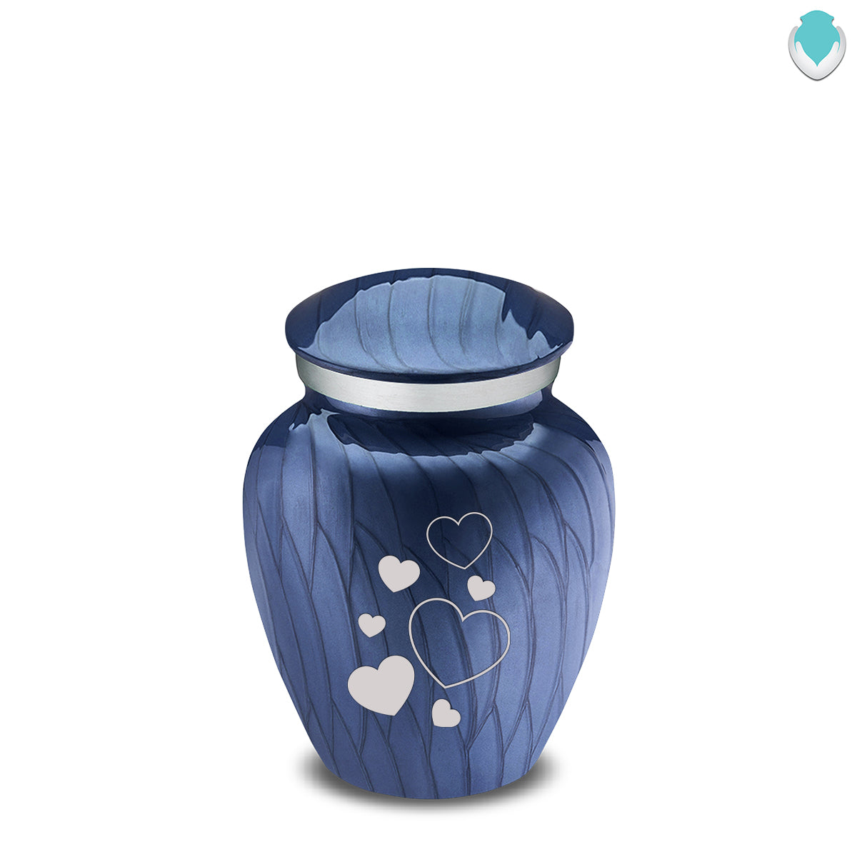 Keepsake Embrace Pearl Cobalt Blue Floating Heart Cremation Urn