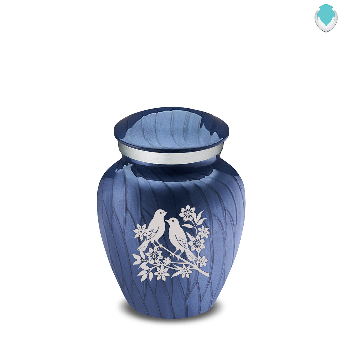 Keepsake Embrace Pearl Cobalt Blue Songbirds Cremation Urn
