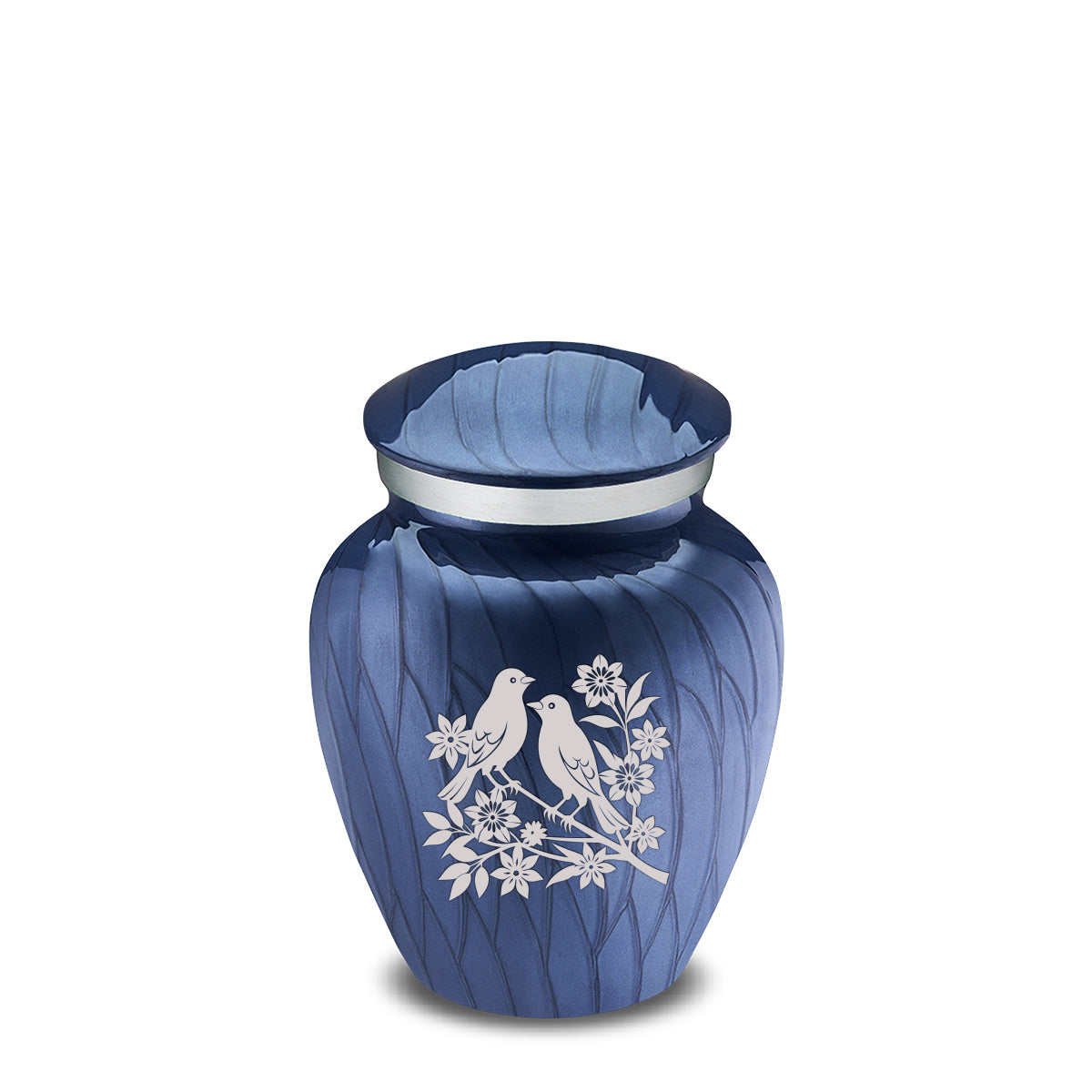 Keepsake Embrace Pearl Cobalt Blue Songbirds Cremation Urn