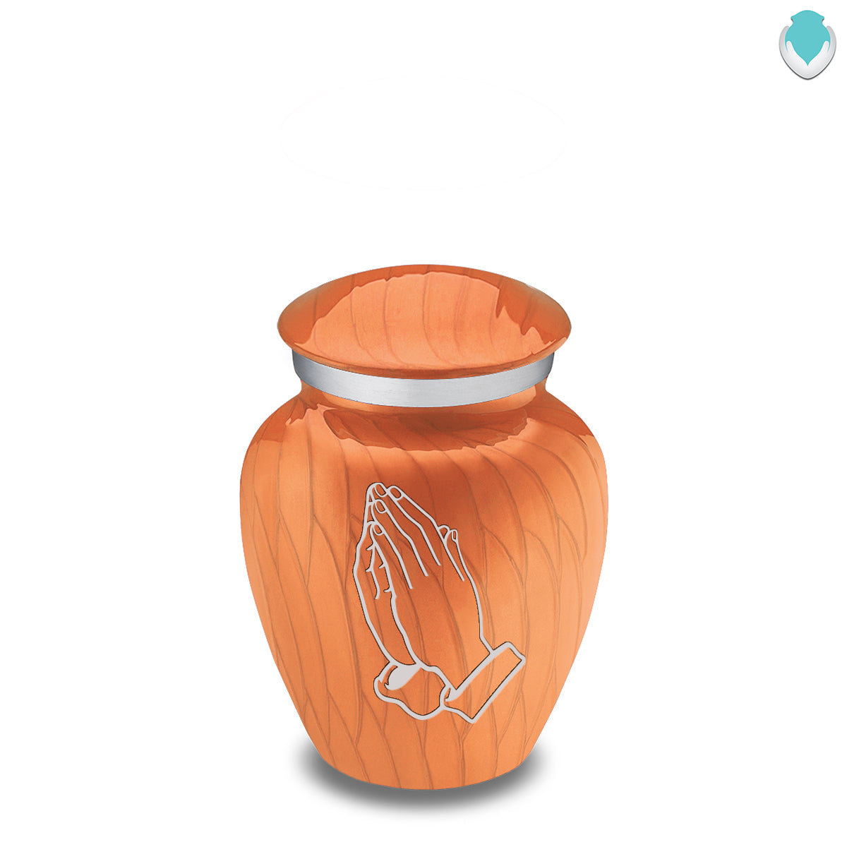 Keepsake Embrace Pearl Orange Praying Hands Cremation Urn