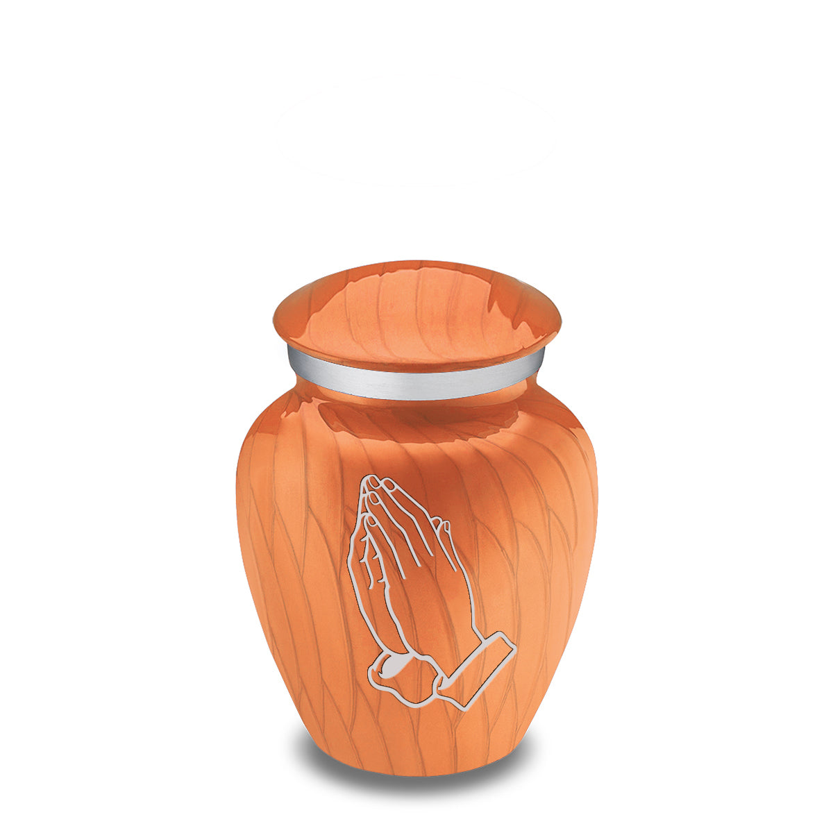 Keepsake Embrace Pearl Orange Praying Hands Cremation Urn