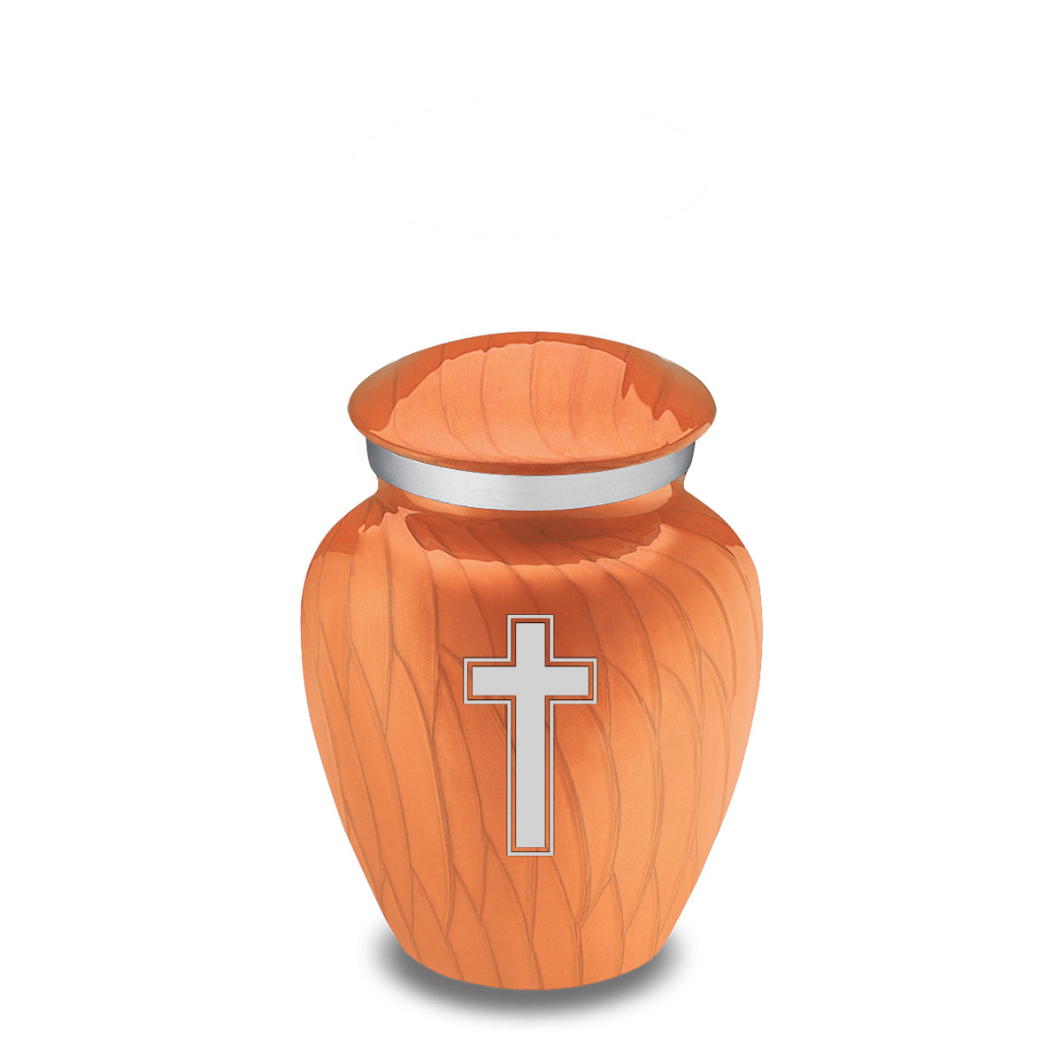 Keepsake Embrace Pearl Orange Simple Cross Cremation Urn