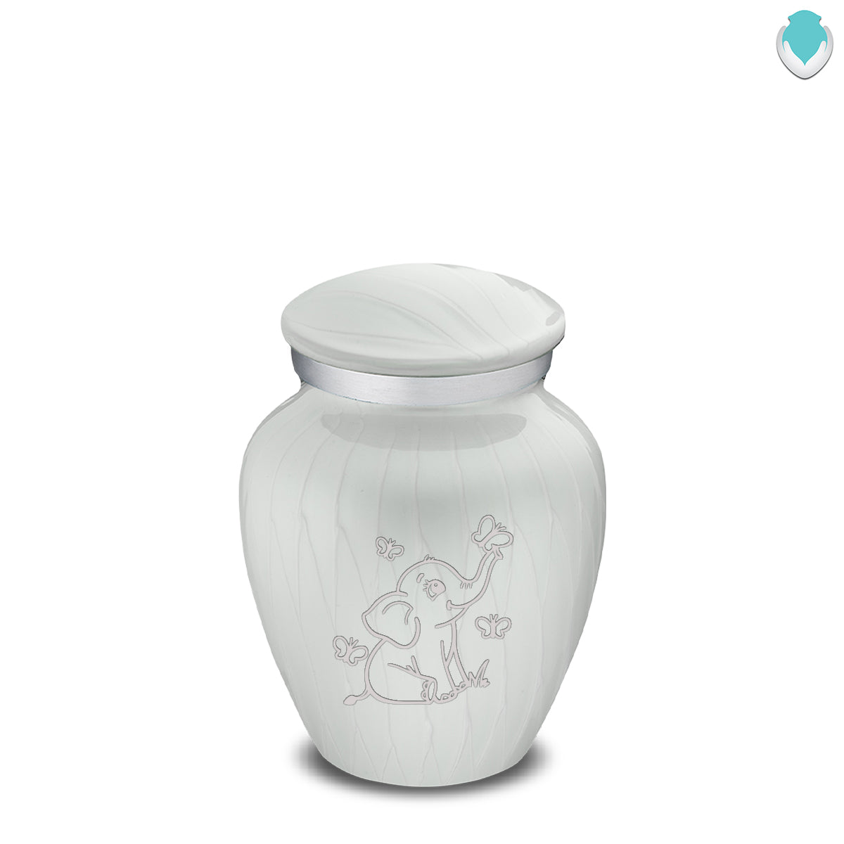 Keepsake Embrace Pearl White Elephant Butterflies Cremation Urn