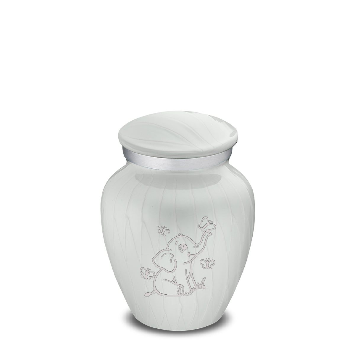 Keepsake Embrace Pearl White Elephant Butterflies Cremation Urn