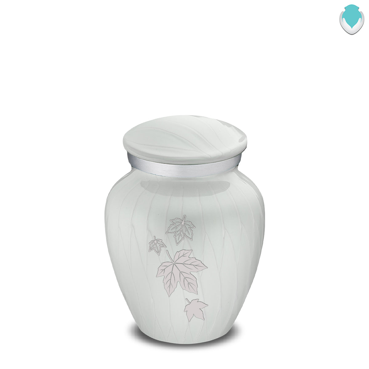 Keepsake Embrace Pearl White Falling Leaves Cremation Urn