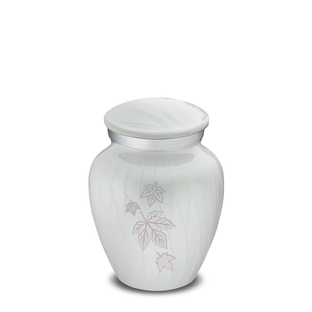 Keepsake Embrace Pearl White Falling Leaves Cremation Urn