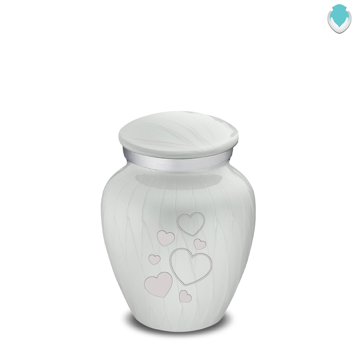 Keepsake Embrace Pearl White Floating Heart Cremation Urn