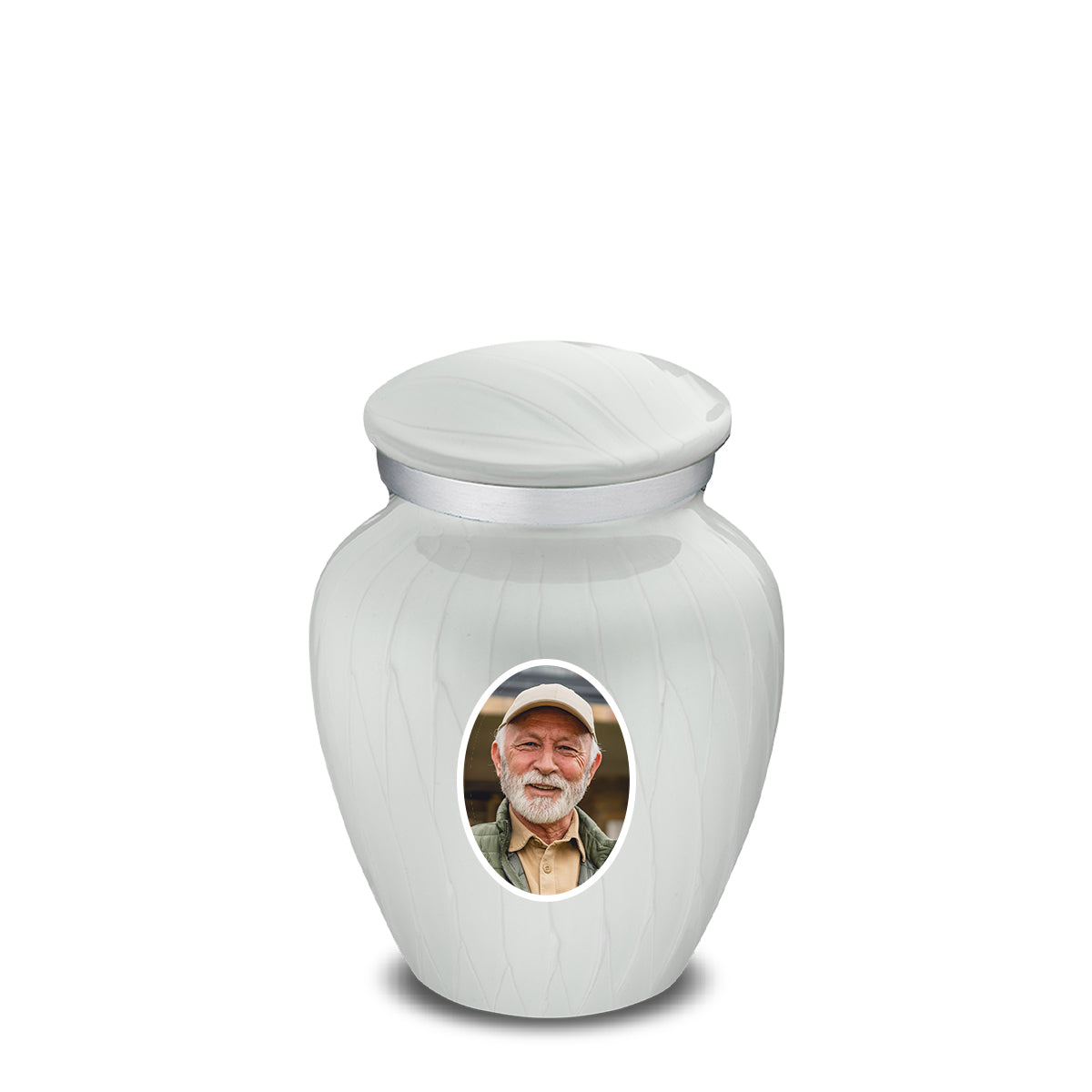Keepsake Embrace Pearl White Portrait Cremation Urn