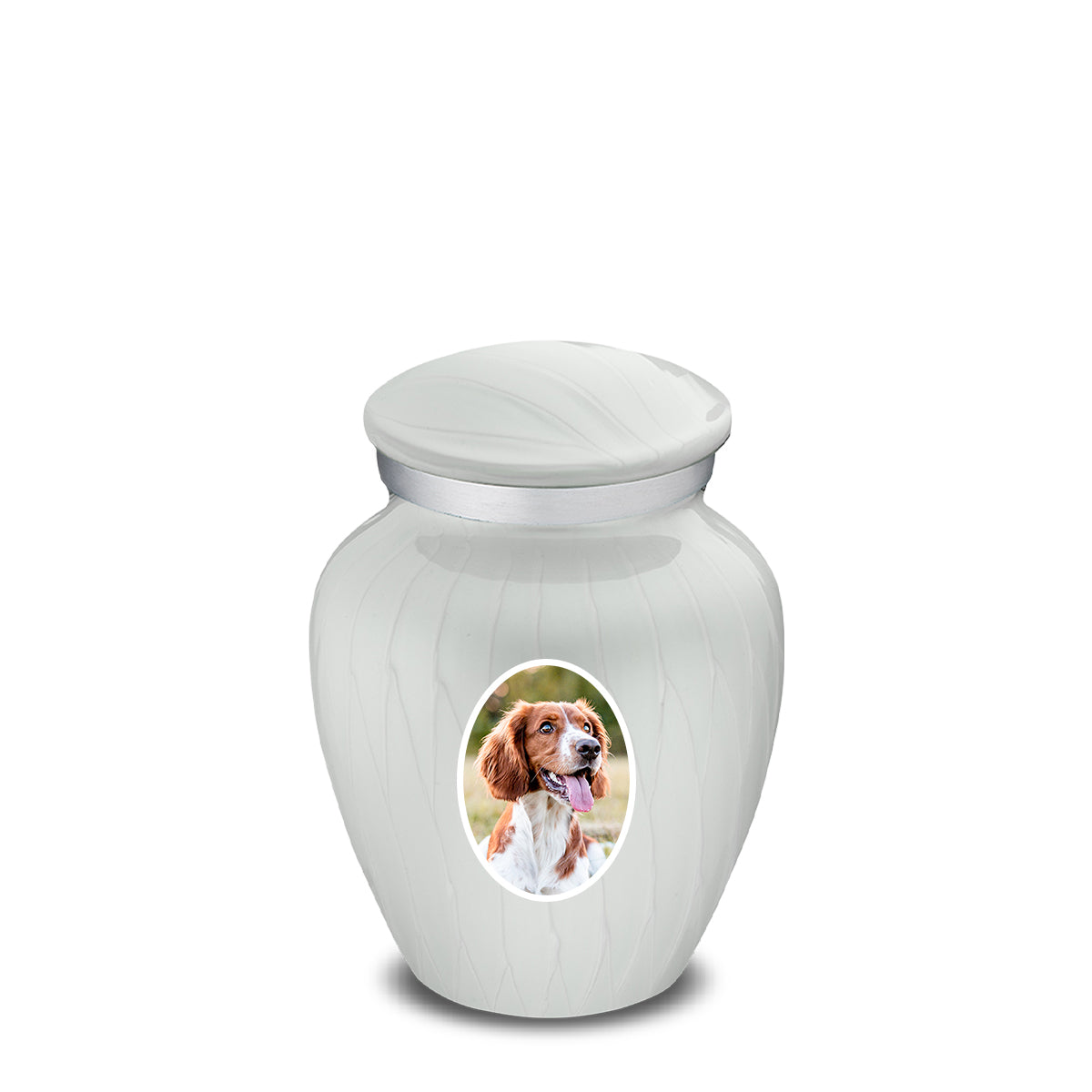 Keepsake Pet Embrace Pearl White Portrait Cremation Urn