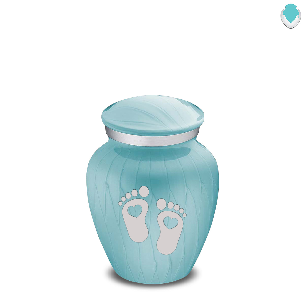Keepsake Embrace Pearl Light Blue Loving Heart Feet Cremation Urn