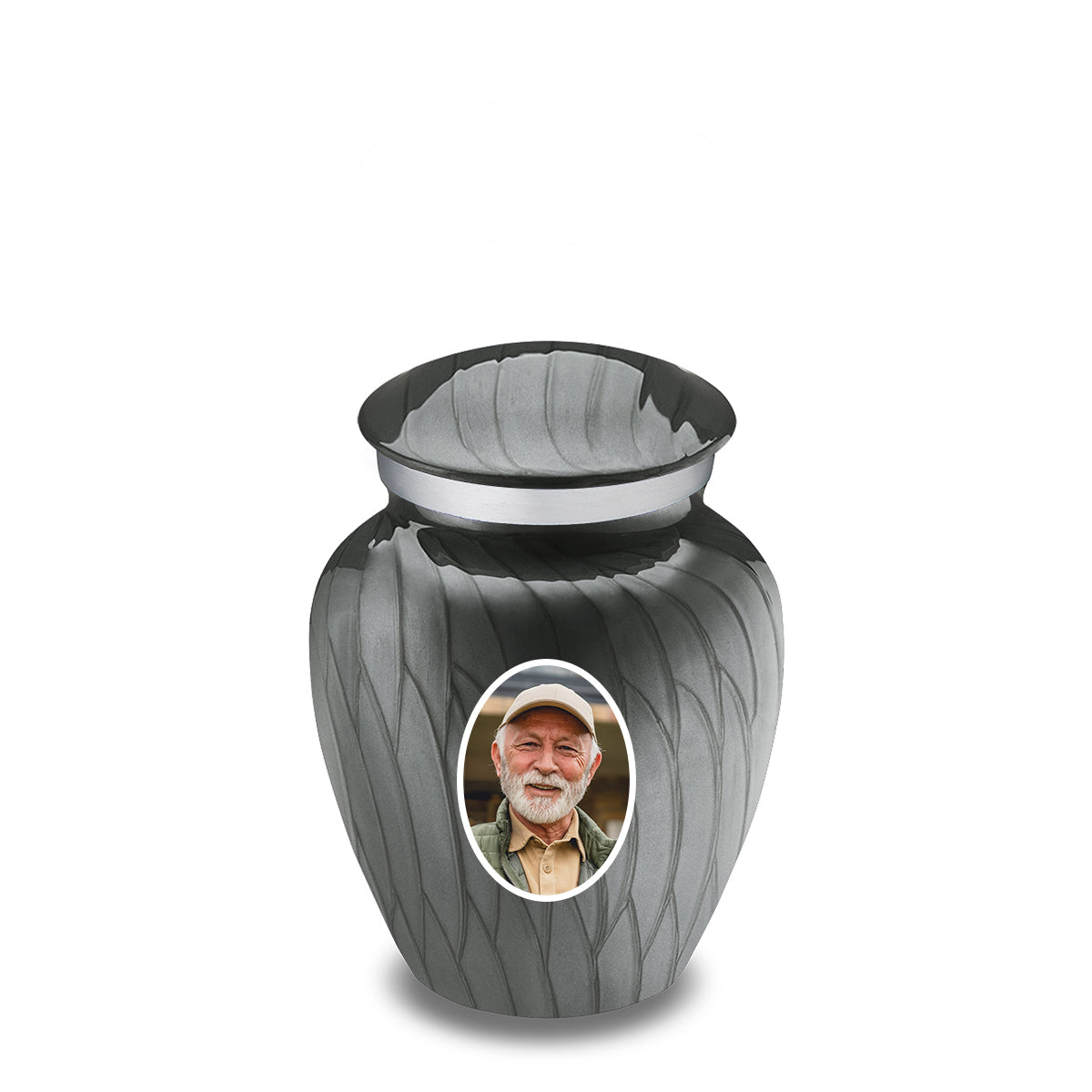 Keepsake Embrace Pearl Silver Portrait Cremation Urn