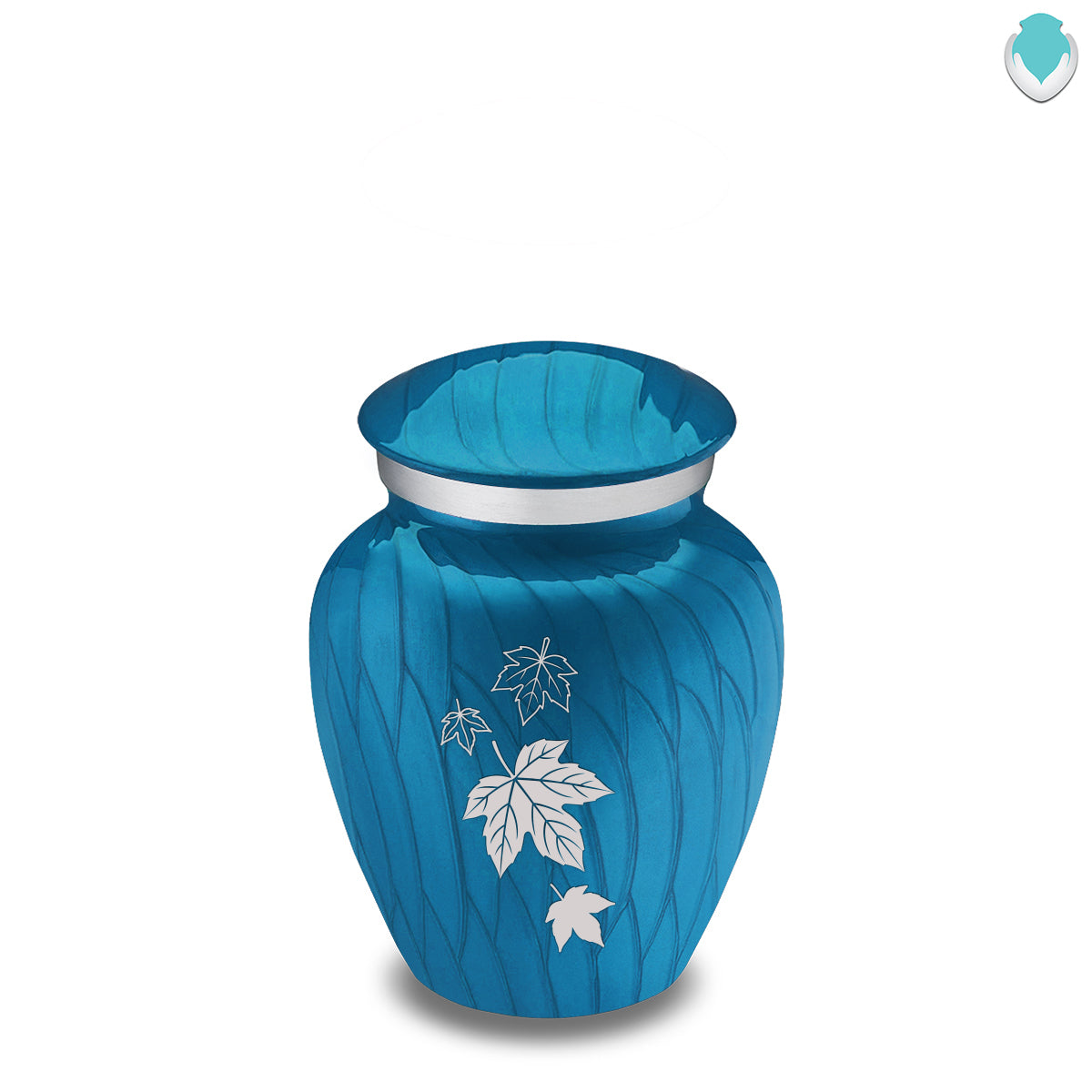 Keepsake Embrace Pearl Racing Blue Falling Leaves Cremation Urn