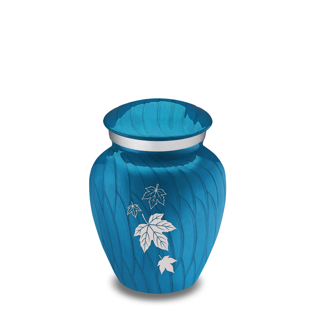 Keepsake Embrace Pearl Racing Blue Falling Leaves Cremation Urn