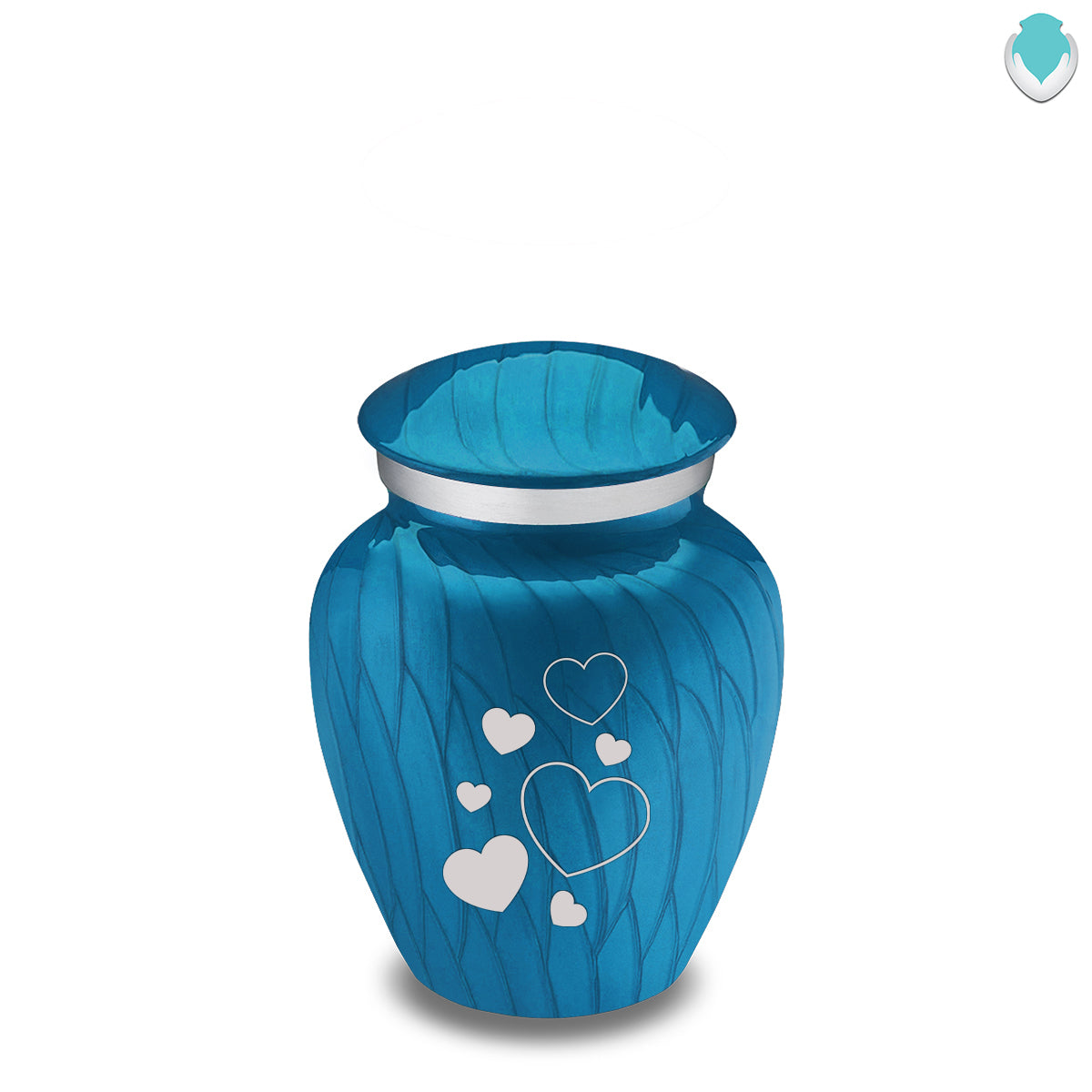 Keepsake Embrace Pearl Racing Blue Floating Heart Cremation Urn