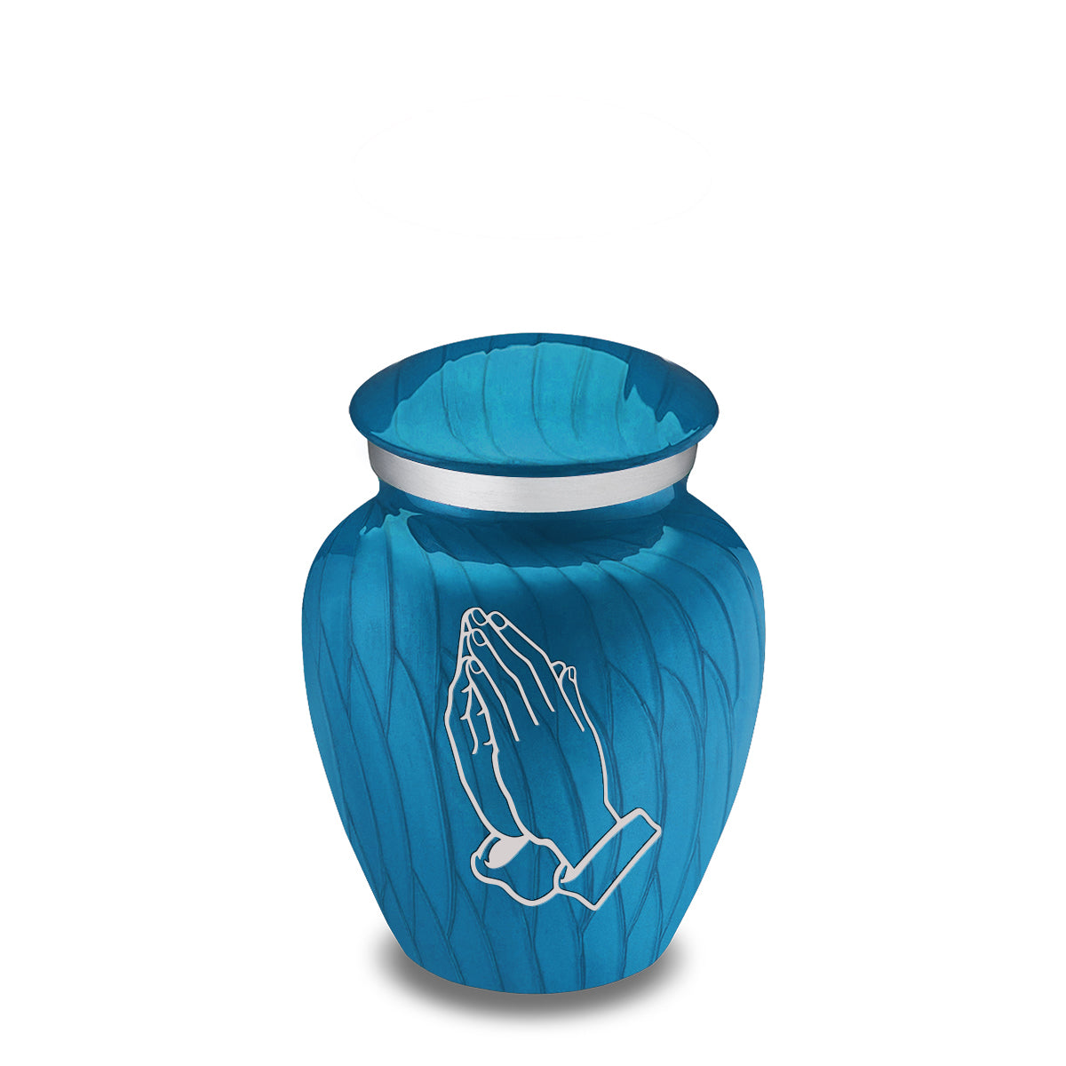 Keepsake Embrace Pearl Racing Blue Praying Hands Cremation Urn