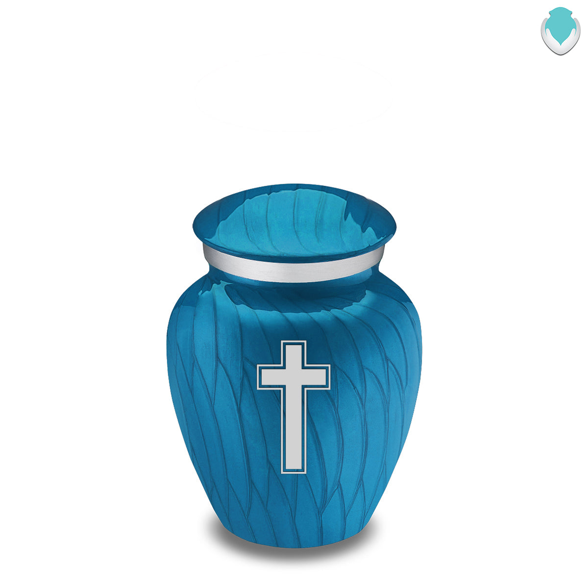 Keepsake Embrace Pearl Racing Blue Simple Cross Cremation Urn