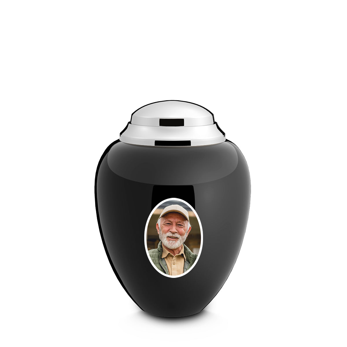 Keepsake Tribute Black & Shiny Portrait Cremation Urn