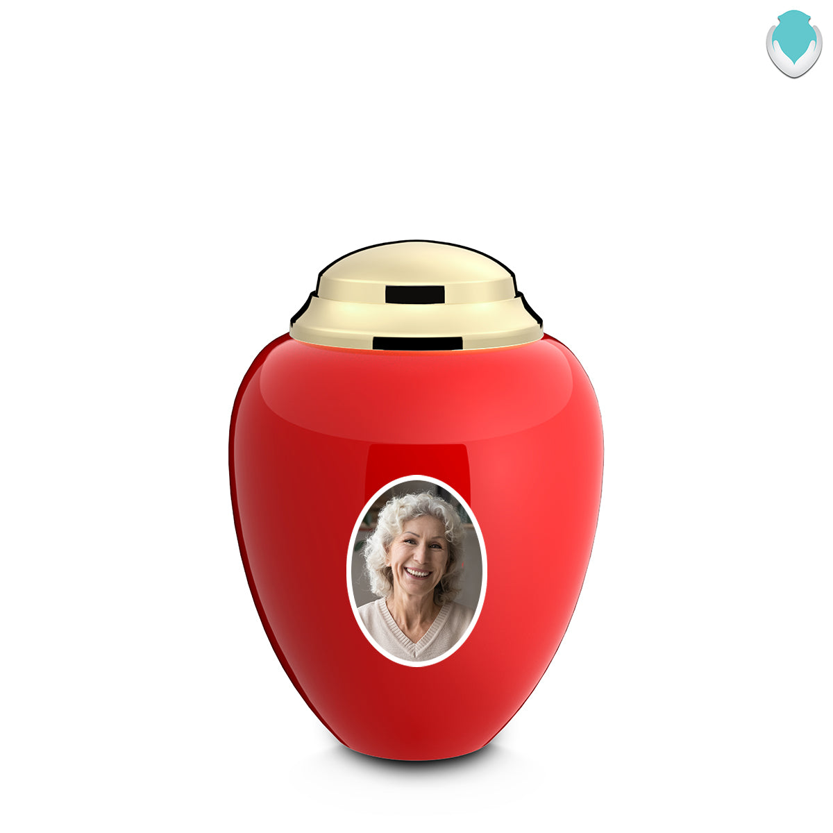 Keepsake Tribute Red & Shiny Brass Portrait Cremation Urn