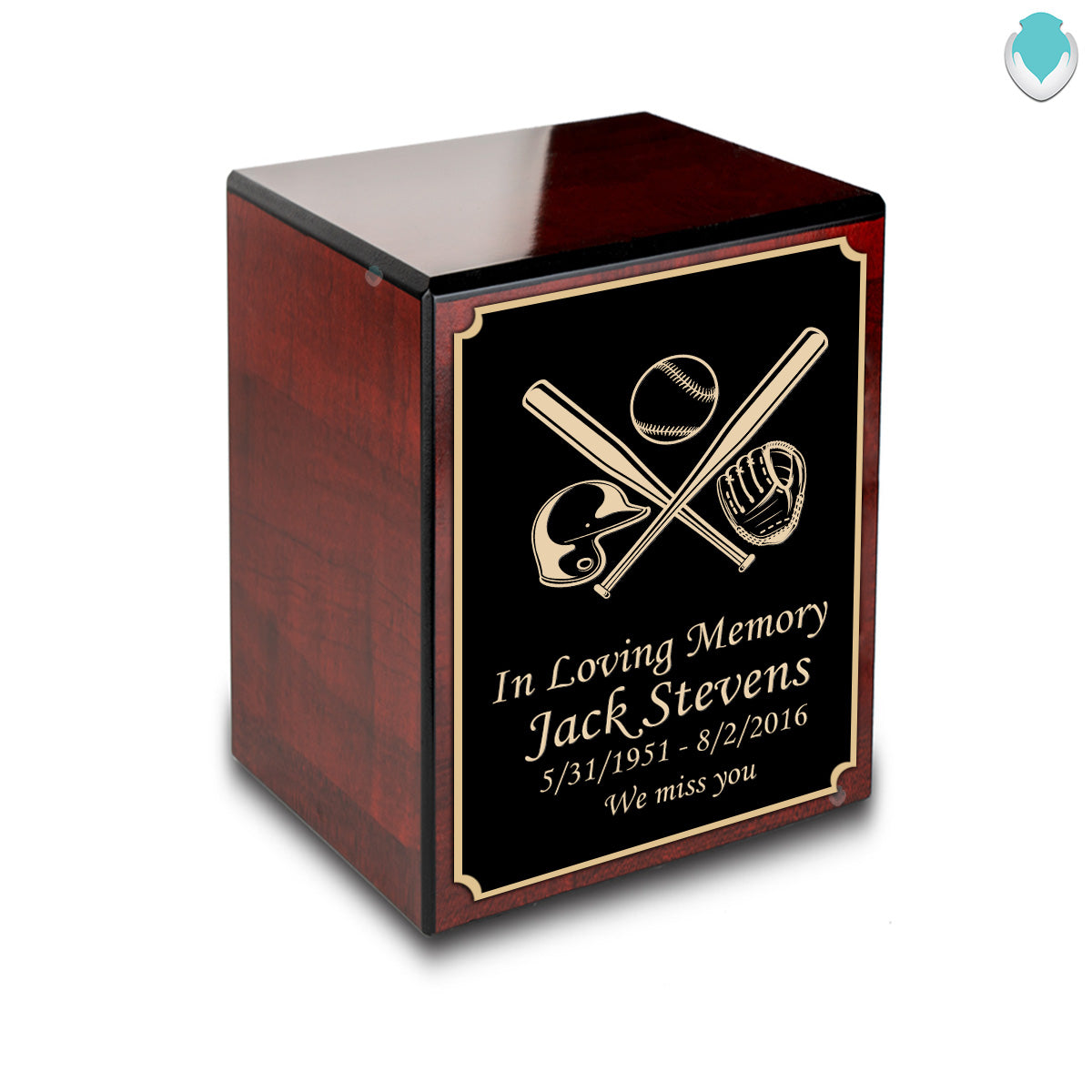 Custom Engraved Heritage Cherry Small Cremation Urn Memorial Box for Ashes