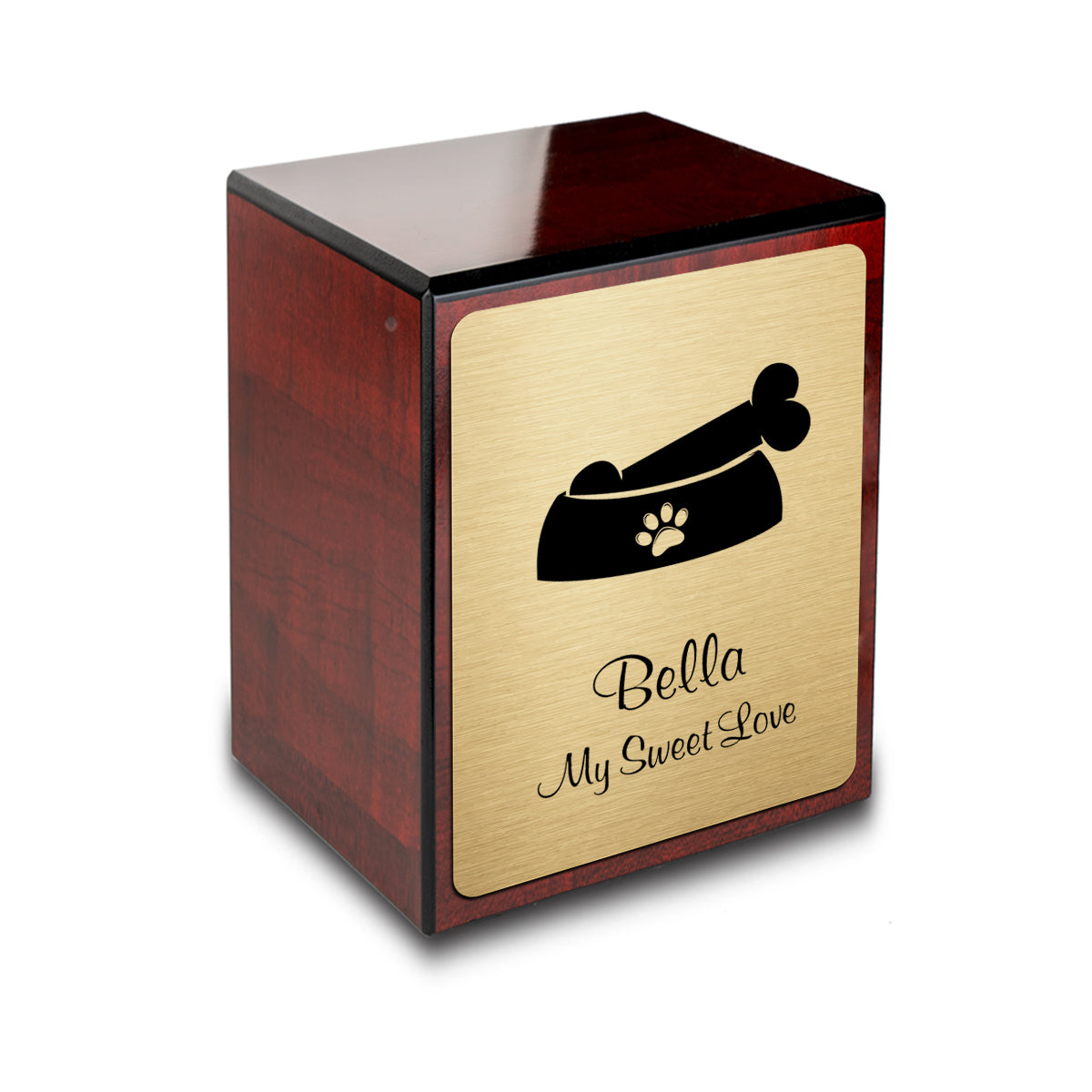 Custom Engraved Heritage Cherry Dog Small Pet Cremation Urn Memorial Box for Ashes