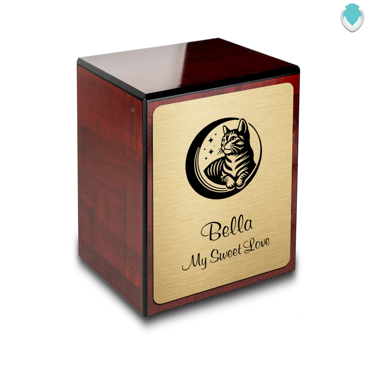 Custom Engraved Heritage Cherry Cute Cat Small Pet Cremation Urn Memorial Box for Ashes