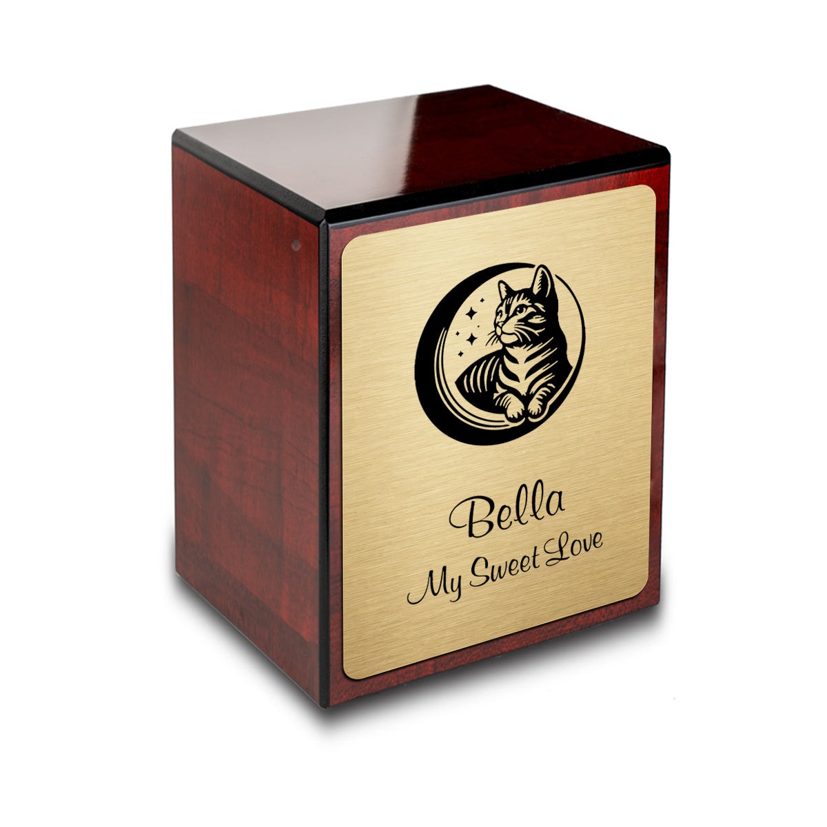 Custom Engraved Heritage Cherry Cute Cat Small Pet Cremation Urn Memorial Box for Ashes