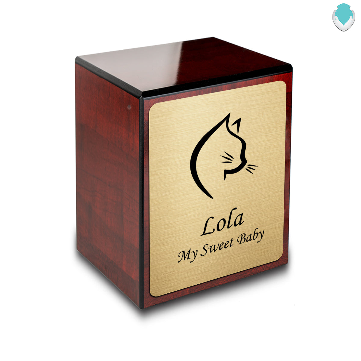 Custom Engraved Heritage Cherry Cat Small Pet Cremation Urn Memorial Box for Ashes