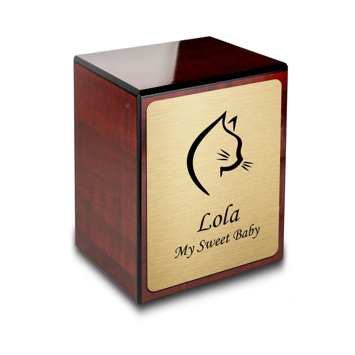 Custom Engraved Heritage Cherry Cat Small Pet Cremation Urn Memorial Box for Ashes