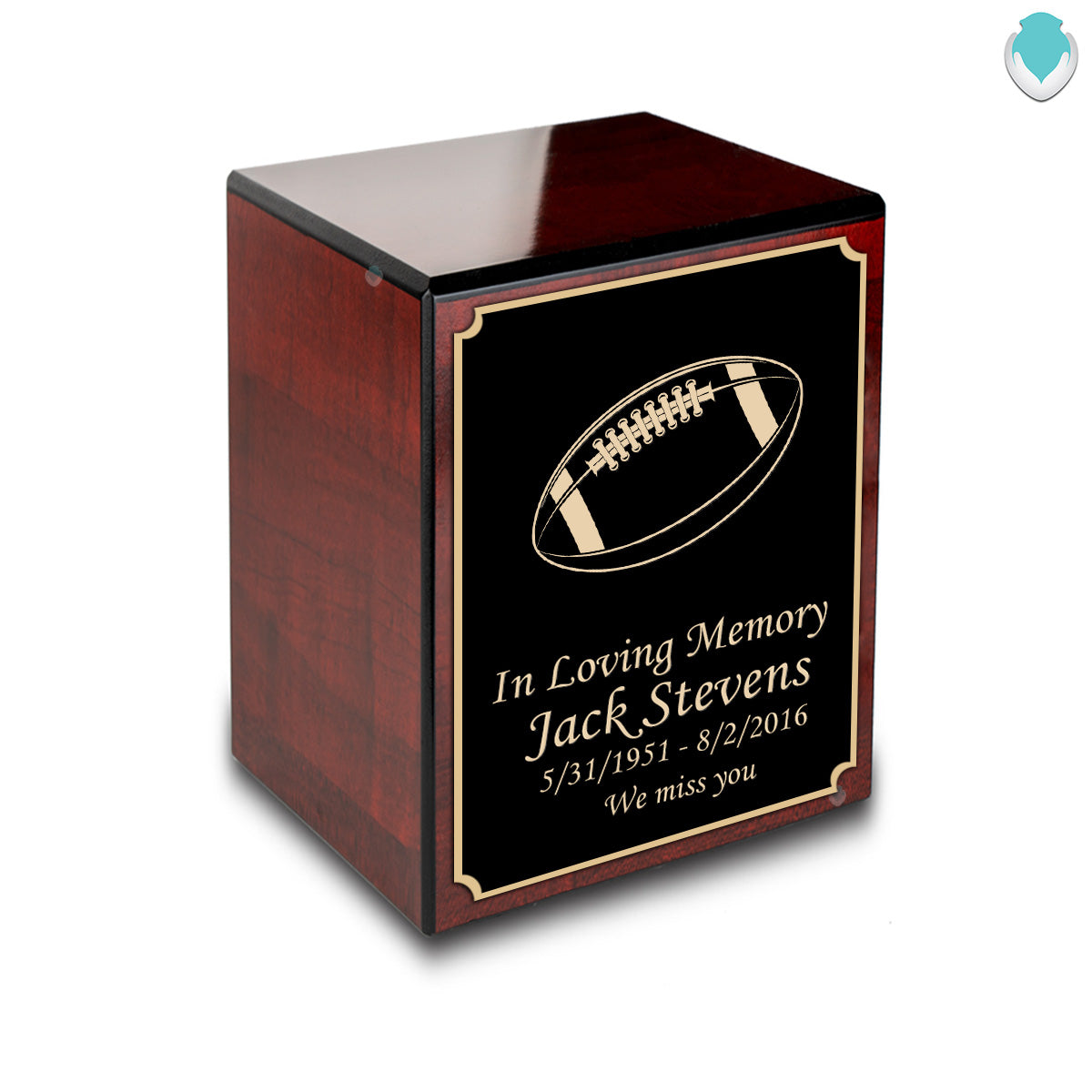 Custom Engraved Heritage Cherry Small Cremation Urn Memorial Box for Ashes