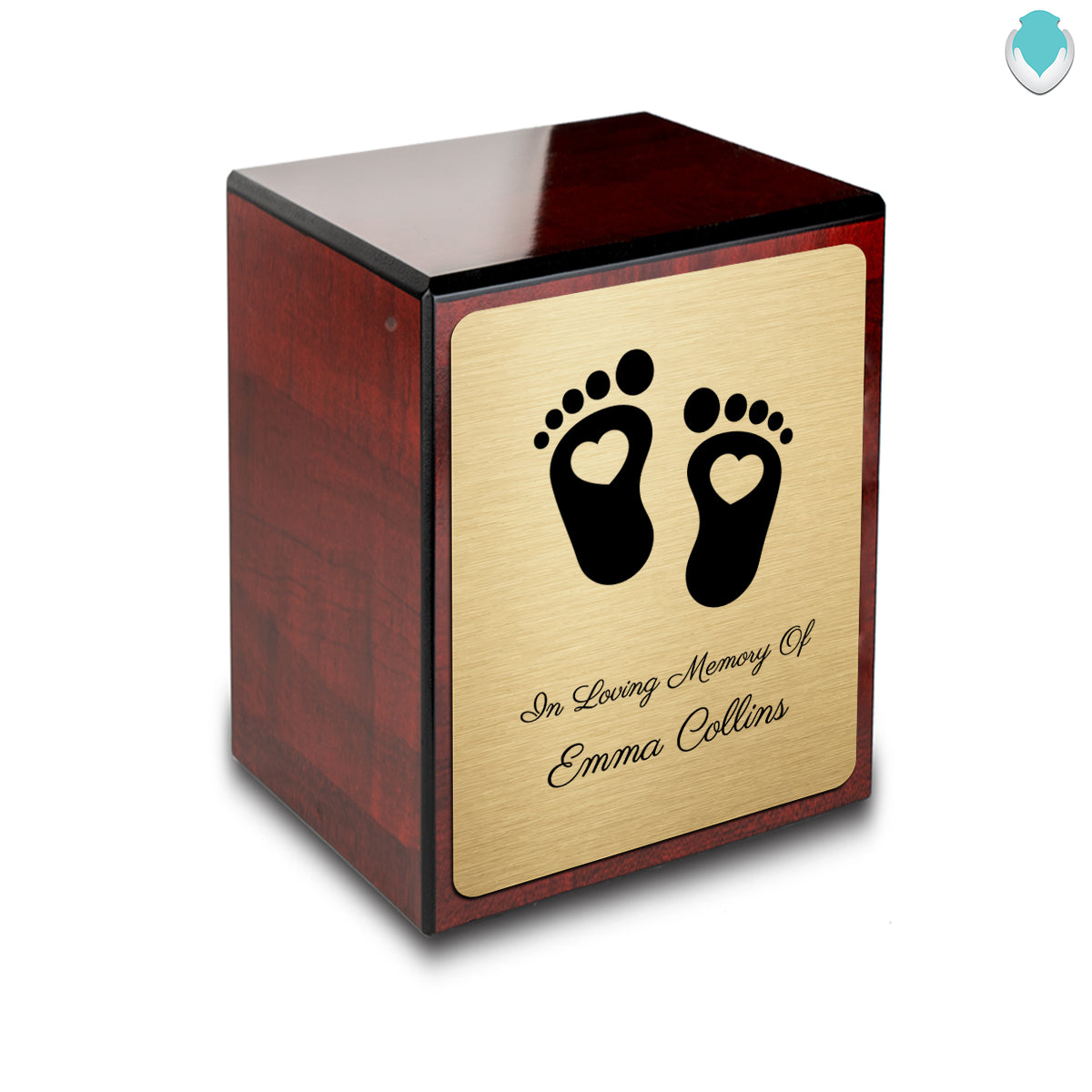 Custom Engraved Heritage Heart Feet Cherry Small Cremation Urn Memorial Box for Ashes