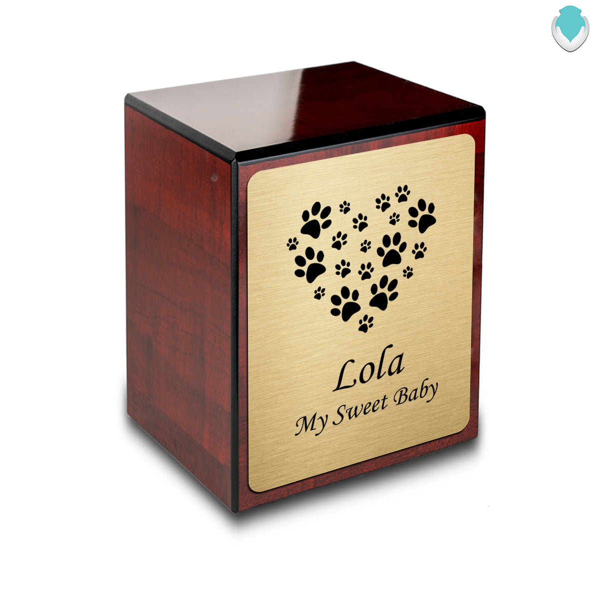 Custom Engraved Heritage Cherry Heart Paws Small Pet Cremation Urn Memorial Box for Ashes
