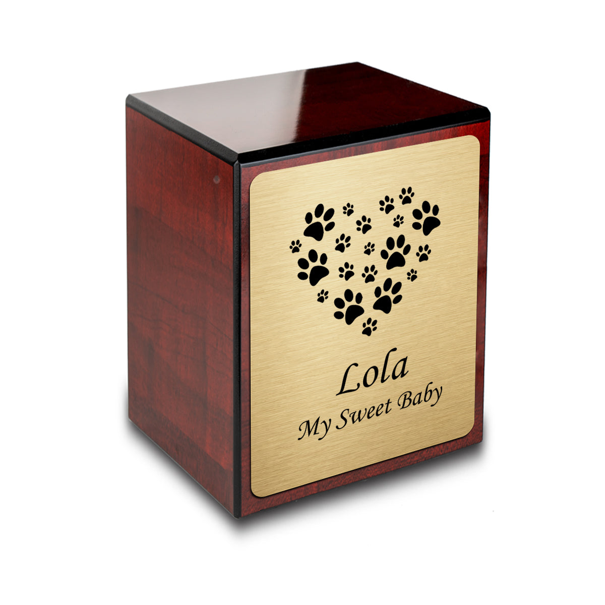 Custom Engraved Heritage Cherry Heart Paws Small Pet Cremation Urn Memorial Box for Ashes