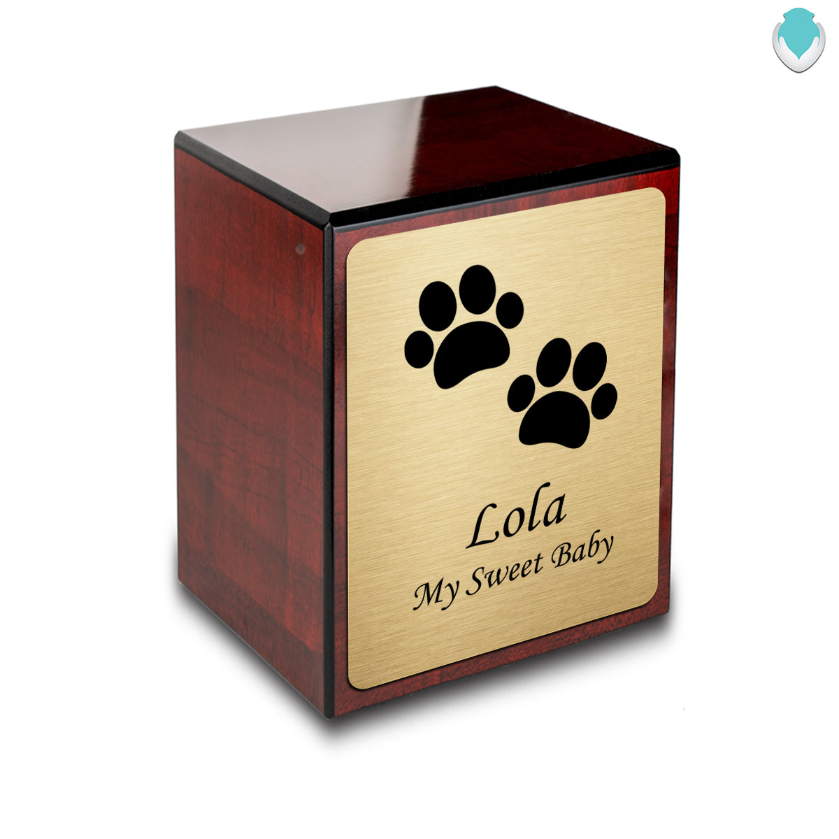 Custom Engraved Heritage Cherry Walking Paws Small Pet Cremation Urn Memorial Box for Ashes