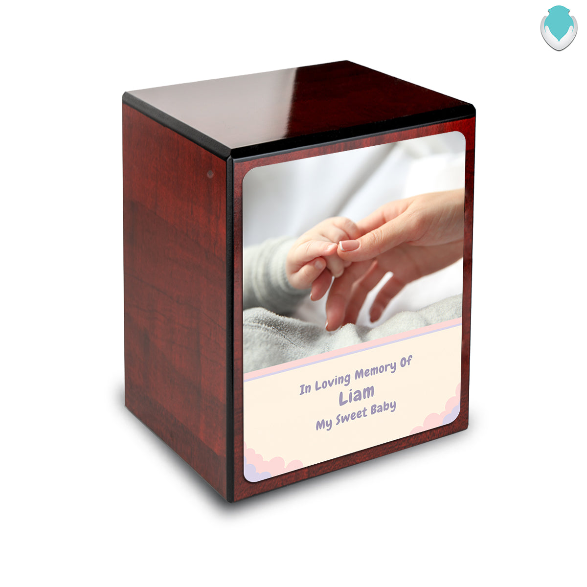 Custom Engraved Heritage Cherry Photo Small Child Cremation Urn Memorial Box for Ashes