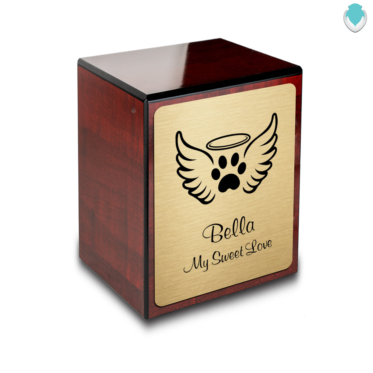Custom Engraved Heritage Cherry Angel WIngs Small Pet Cremation Urn Memorial Box for Ashes (Copy)